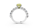 White gold Fancy Yellow Radiant  Diamond Prong Setting with Side Stones on a Pave Band_132