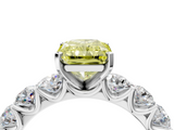 White gold Fancy Yellow Radiant  Diamond Prong Setting with Side Stones on a Pave Band_133