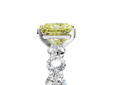 White gold Fancy Yellow Radiant  Diamond Prong Setting with Side Stones on a Pave Band_134