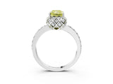 White gold Fancy Yellow Radiant  Diamond Solitaire Ring with Shared Prong Pavé Band_15