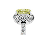 White gold Fancy Yellow Radiant  Diamond Solitaire Ring with Shared Prong Pavé Band_17
