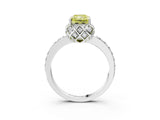 White gold Fancy Yellow Radiant  Diamond Solitaire Ring with Shared Prong Pavé Band_81