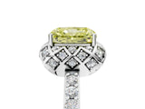 White gold Fancy Yellow Radiant  Diamond Solitaire Ring with Shared Prong Pavé Band_83