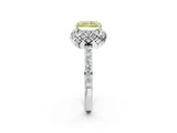White gold Fancy Yellow Radiant  Diamond Solitaire Ring with Shared Prong Pavé Band_86