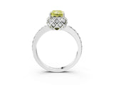 White gold Fancy Yellow Radiant  Diamond Solitaire Ring with Shared Prong Pavé Band_87