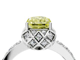 White gold Fancy Yellow Radiant  Diamond Solitaire Ring with Shared Prong Pavé Band_88