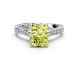 White gold Fancy Yellow Radiant  Diamond Solitaire with Pave Band and Six-Prong Setting_19