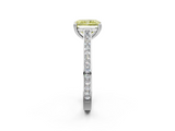 White gold Fancy Yellow Radiant  Diamond Solitaire with Pave Band and Six-Prong Setting_22