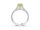 White gold Fancy Yellow Radiant  Diamond Solitaire with Pave Band and Six-Prong Setting_23