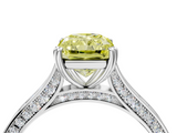 White gold Fancy Yellow Radiant  Diamond Solitaire with Pave Band and Six-Prong Setting_24