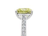 White gold Fancy Yellow Radiant  Diamond Solitaire with Pave Band and Six-Prong Setting_24