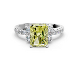 White gold Fancy Yellow Radiant  Diamond Three-Stone Pave Band with Four-Prong Setting_20