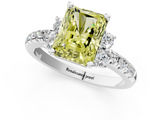 White gold Fancy Yellow Radiant  Diamond Three-Stone Pave Band with Four-Prong Setting_21