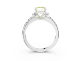 White gold Fancy Yellow Radiant  Diamond Three-Stone Pave Band with Four-Prong Setting_23