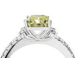 White gold Fancy Yellow Radiant  Diamond Three-Stone Pave Band with Four-Prong Setting_24