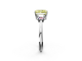 White gold Fancy Yellow Radiant  Diamond Three-Stone Ring with Trapezoid Side Stones and Prong Setting_19
