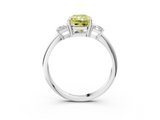 White gold Fancy Yellow Radiant  Diamond Three-Stone Ring with Trapezoid Side Stones and Prong Setting_20
