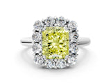 White gold Fancy Yellow Radiant  Halo Cluster Diamond Engagement Ring with Prong Setting and Polished Band_20