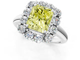 White gold Fancy Yellow Radiant  Halo Cluster Diamond Engagement Ring with Prong Setting and Polished Band_21