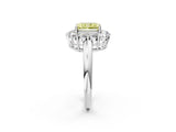 White gold Fancy Yellow Radiant  Halo Cluster Diamond Engagement Ring with Prong Setting and Polished Band_22