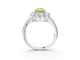 White gold Fancy Yellow Radiant  Halo Cluster Diamond Engagement Ring with Prong Setting and Polished Band_23