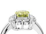 White gold Fancy Yellow Radiant  Halo Cluster Diamond Engagement Ring with Prong Setting and Polished Band_24