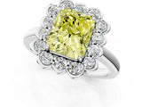 White gold Fancy Yellow Radiant  Halo Cluster Diamond Engagement Ring with Solitaire Band and Prong Setting_50