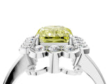 White gold Fancy Yellow Radiant  Halo Cluster Diamond Engagement Ring with Solitaire Band and Prong Setting_53