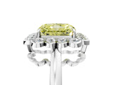 White gold Fancy Yellow Radiant  Halo Cluster Diamond Engagement Ring with Solitaire Band and Prong Setting_54