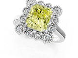 White gold Fancy Yellow Radiant  Halo Diamond Cluster Engagement Ring with Milgrain Bezel Setting and Solitaire Band_26