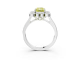 White gold Fancy Yellow Radiant  Halo Diamond Cluster Engagement Ring with Milgrain Bezel Setting and Solitaire Band_28