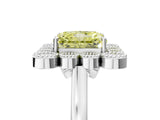 White gold Fancy Yellow Radiant  Halo Diamond Cluster Engagement Ring with Milgrain Bezel Setting and Solitaire Band_30