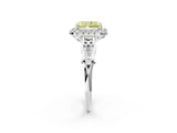 White gold Fancy Yellow Radiant  Halo Diamond Engagement Ring with Filigree Band and Four-Prong Setting_107