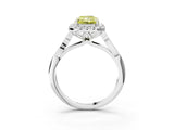 White gold Fancy Yellow Radiant  Halo Diamond Engagement Ring with Filigree Band and Four-Prong Setting_108