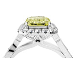 White gold Fancy Yellow Radiant  Halo Diamond Engagement Ring with Filigree Band and Four-Prong Setting_109