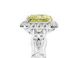 White gold Fancy Yellow Radiant  Halo Diamond Engagement Ring with Filigree Band and Four-Prong Setting_110