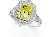 White gold Fancy Yellow Radiant  Halo Diamond Engagement Ring with Milgrain Band and Four-Prong Setting_67