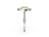 White gold Fancy Yellow Radiant  Halo Diamond Engagement Ring with Milgrain Band and Four-Prong Setting_68
