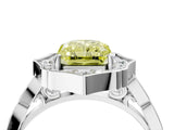 White gold Fancy Yellow Radiant  Halo Diamond Engagement Ring with Milgrain Band and Four-Prong Setting_70