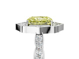 White gold Fancy Yellow Radiant  Halo Diamond Engagement Ring with Milgrain Band and Four-Prong Setting_71