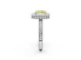 White gold Fancy Yellow Radiant  Halo Diamond Engagement Ring with Milgrain Pave Band and Four-Prong Setting_53