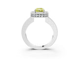 White gold Fancy Yellow Radiant  Halo Diamond Engagement Ring with Milgrain Pave Band and Four-Prong Setting_54