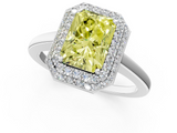 White gold Fancy Yellow Radiant  Halo Diamond Engagement Ring with Solitaire Band and Four-Prong Setting_21