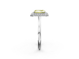 White gold Fancy Yellow Radiant  Halo Diamond Engagement Ring with Solitaire Band and Four-Prong Setting_22