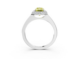 White gold Fancy Yellow Radiant  Halo Diamond Engagement Ring with Solitaire Band and Four-Prong Setting_23