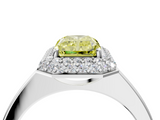 White gold Fancy Yellow Radiant  Halo Diamond Engagement Ring with Solitaire Band and Four-Prong Setting_24