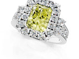 White gold Fancy Yellow Radiant  Halo Diamond Engagement Ring with Split Shank and Four-Prong Setting_56