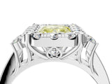 White gold Fancy Yellow Radiant  Halo Diamond Engagement Ring with Split Shank and Four-Prong Setting_58