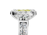 White gold Fancy Yellow Radiant  Halo Diamond Engagement Ring with Split Shank and Four-Prong Setting_60