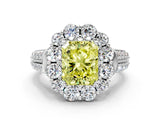 White gold Fancy Yellow Radiant  Halo Diamond Engagement Ring with Split Shank and Prong Setting_66